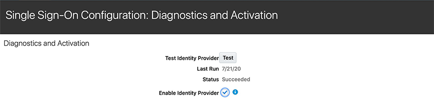 Single sign on Diagnostics and activation